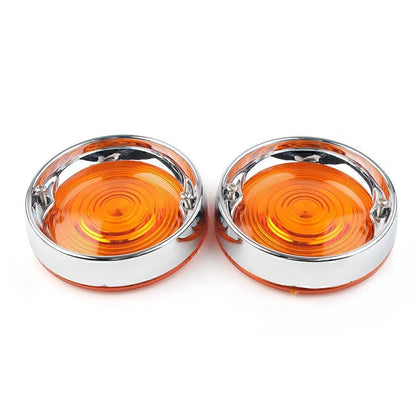 Fit Harley Touring Road Glide Turn Signal Bezels Visor Amber Lens Cover Chrome