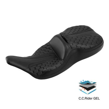 Gel Driver Passenger Seat Fit For Harley Touring Road Glide King 97-07 06 Black