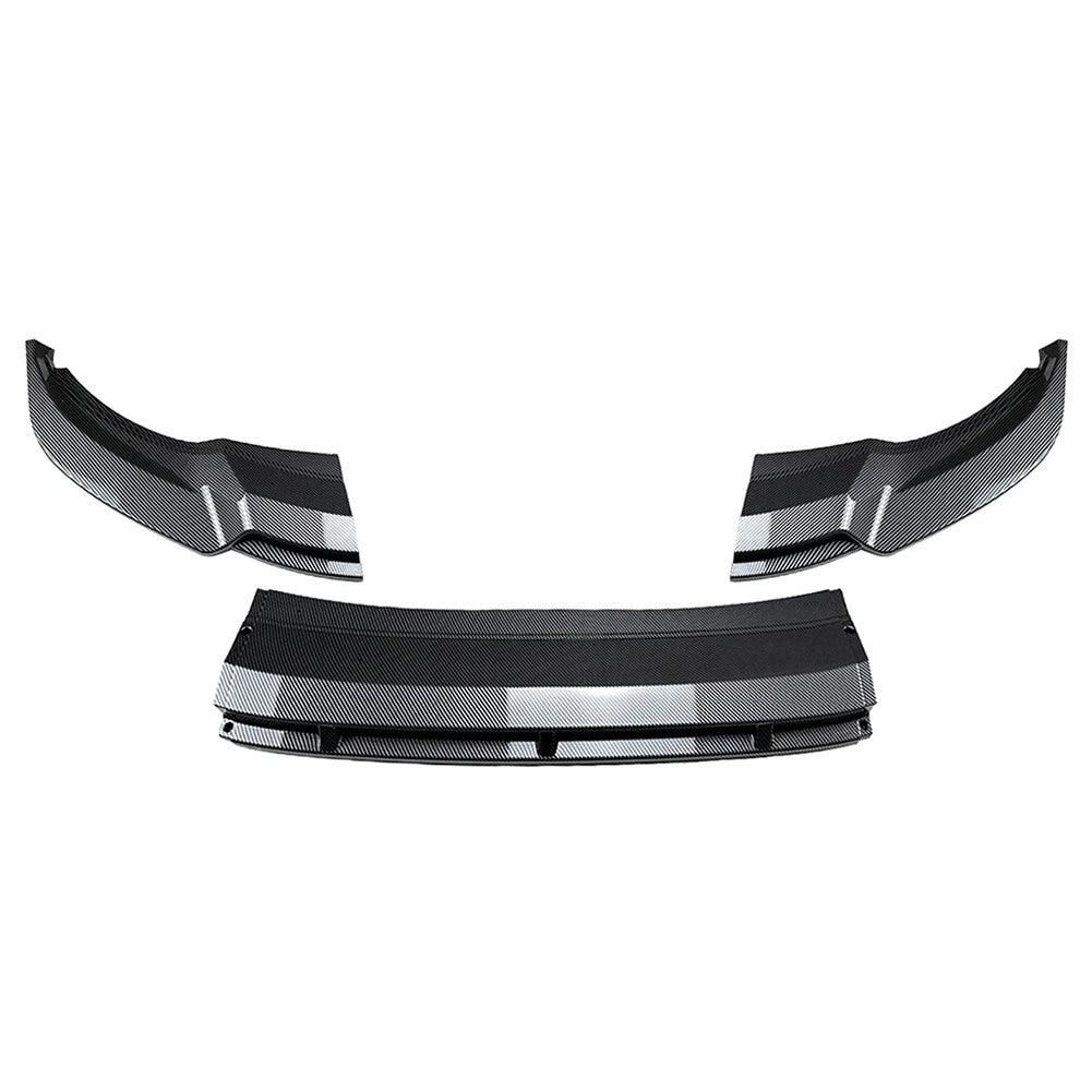 Front Bumper Spoiler Lip For Volkswagen Tiguan Rline 2021-23 Carbon Fiber Black
