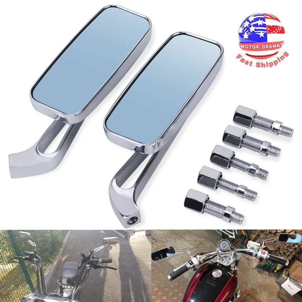 Rectangle Motorcycle Rear View Side Mirrors For Harley Street Glide Road King US