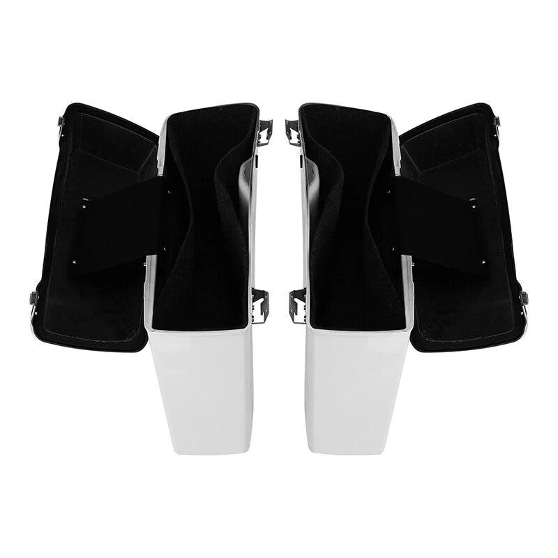 White Hard Saddlebags & Conversion Bracket For Harley Softail Fatboy FLST 84-17