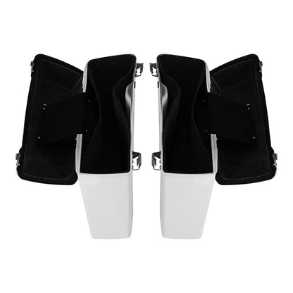 White Hard Saddlebags & Conversion Bracket For Harley Softail Fatboy FLST 84-17
