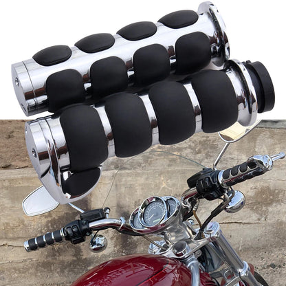 1" Motorcycle Chrome Handle Bar Hand Grips For Harley Touring Street Glide FLHX