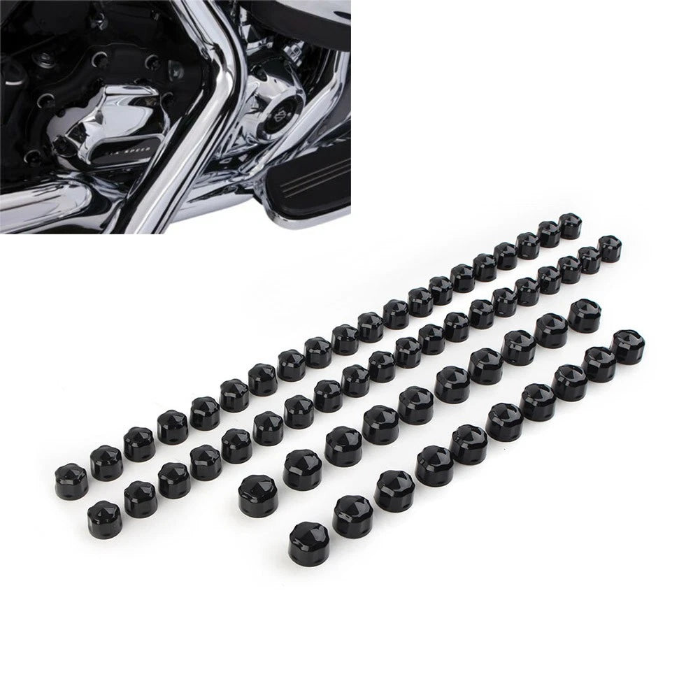 1 Set Engine Bolt Caps Cover Plastic Black For Harley Road Street Glide Softail
