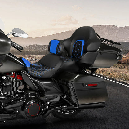 Rider Driver Backrest For Harley Electra Street Road Glide 1988-Up 89 Black Blue