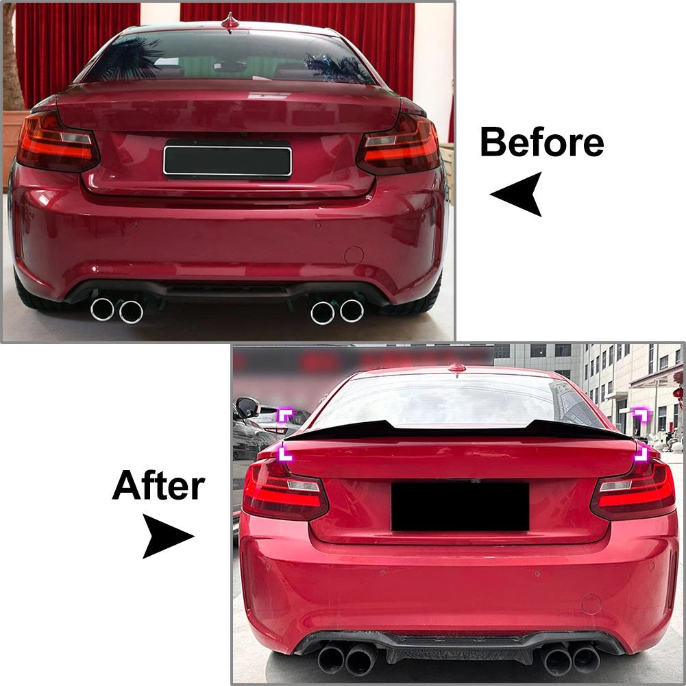 Rear Trunk Spoiler Wing Lip For BMW 2 Series F22 2 Door M2 F87 14-21 Glossy BLK