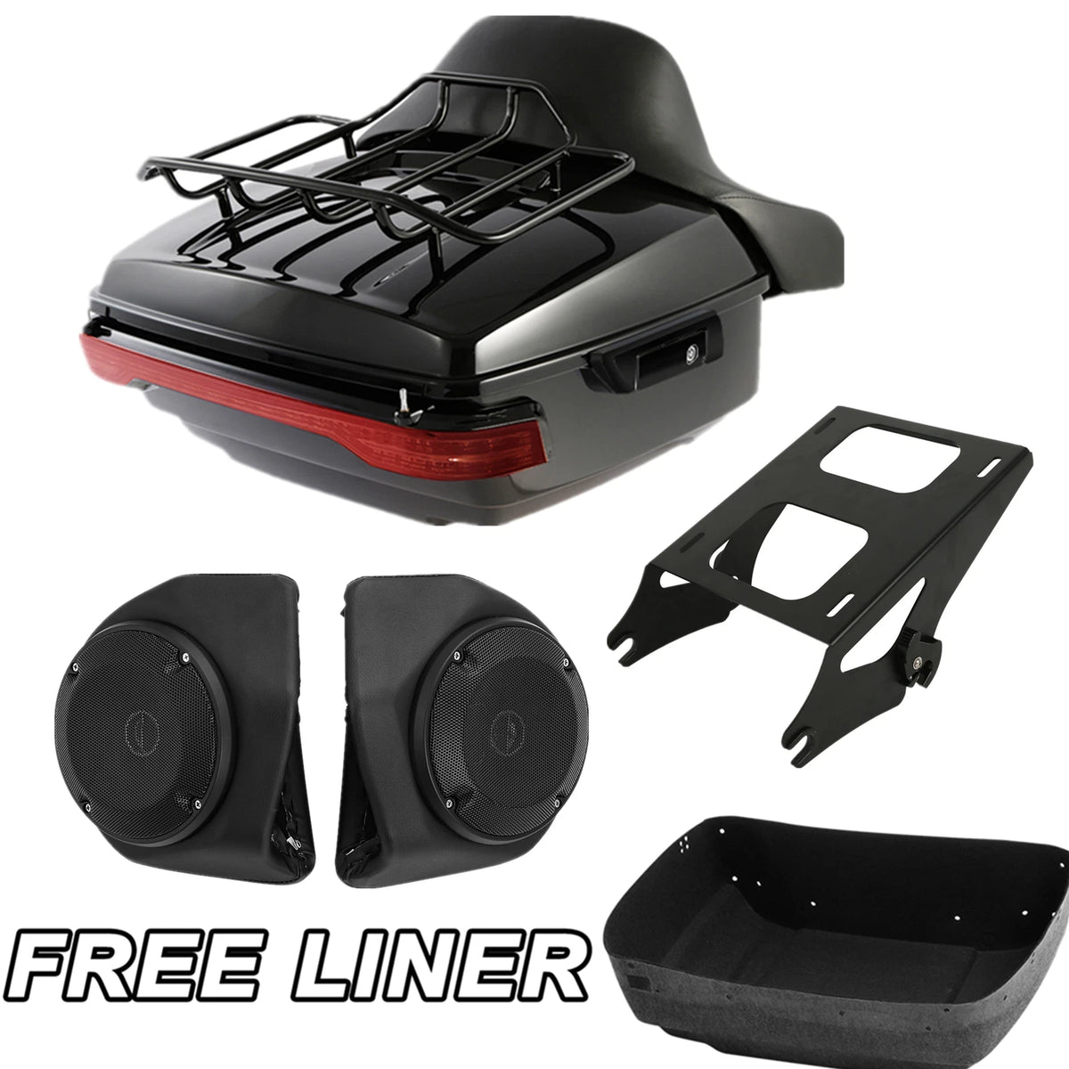 King Trunk Pad Mount Light Speakers Fit For Harley CVO Electra Glide 14-26