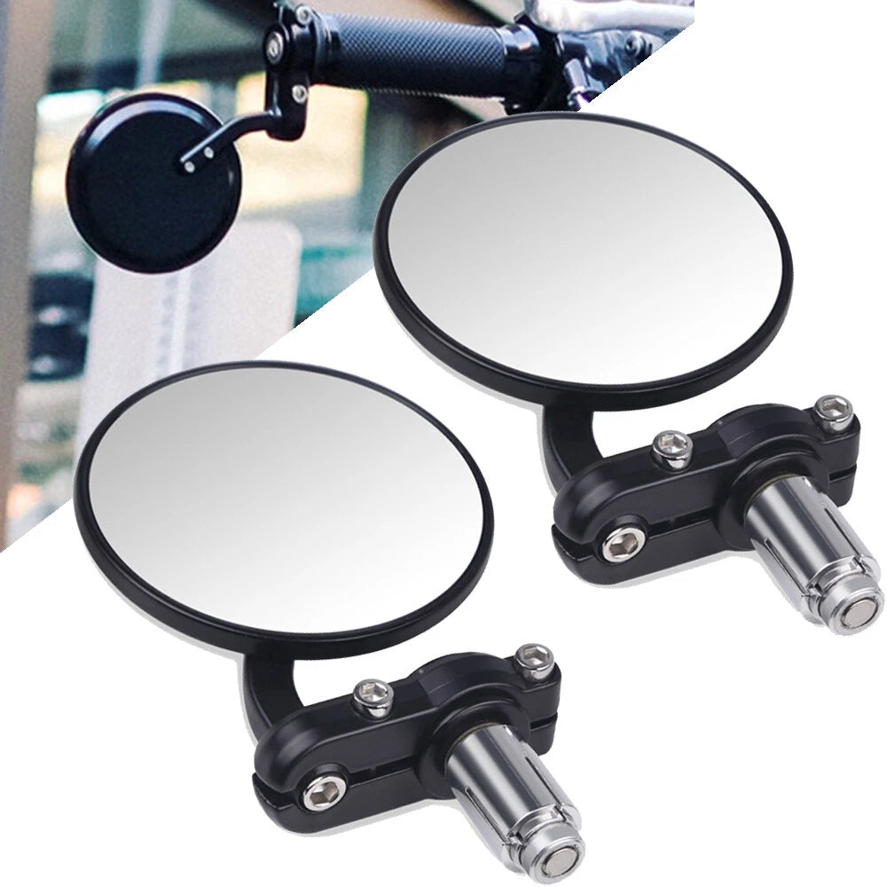 7/8" Folding Bar End Motorcycle Mirrors Aluminum Black Right and Left Cafe Racer