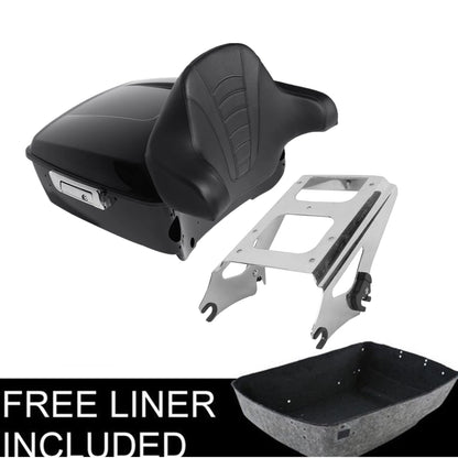 King Trunk Backrest Pad Mount Rack Fit For Harley Touring Glide 2009-2013 2010