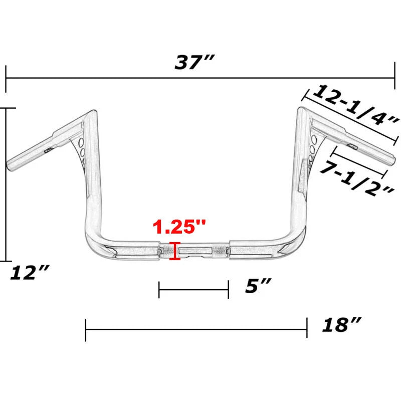 12" Inch Handlebar Rise Ape Hangers For Touring Electra Glide Street Glide