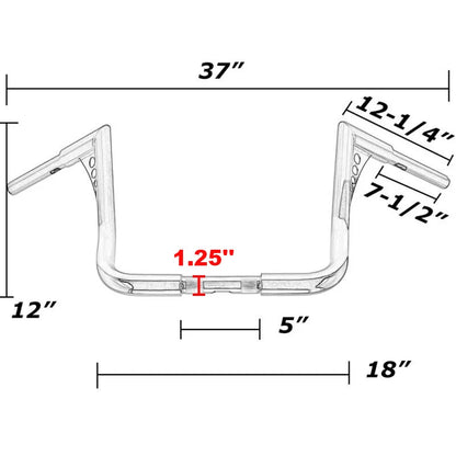 12" Inch Handlebar Rise Ape Hangers For Touring Electra Glide Street Glide