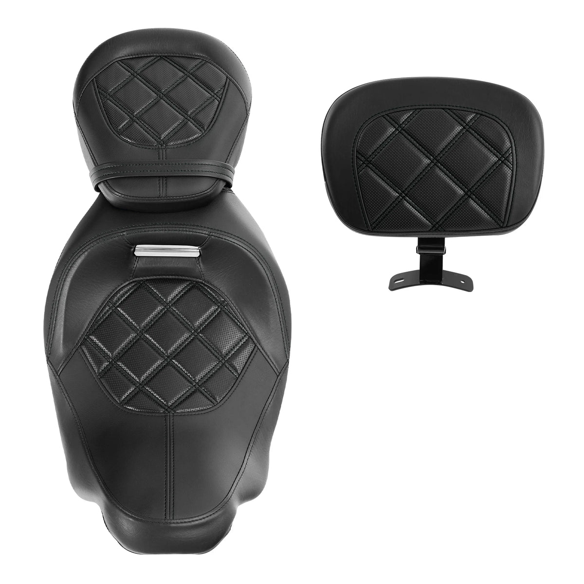 Black Driver Rider Passenger Seat &&Backrest Pad Fit For Harley Road Glide 09-23
