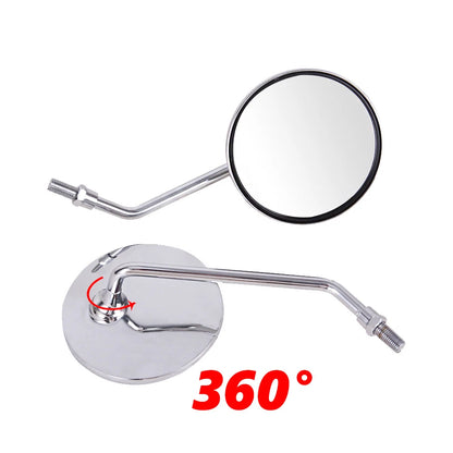 Metal 10mm Chrome Long Stem Motorcycle Mirrors Round For Harley Honda Scooter US
