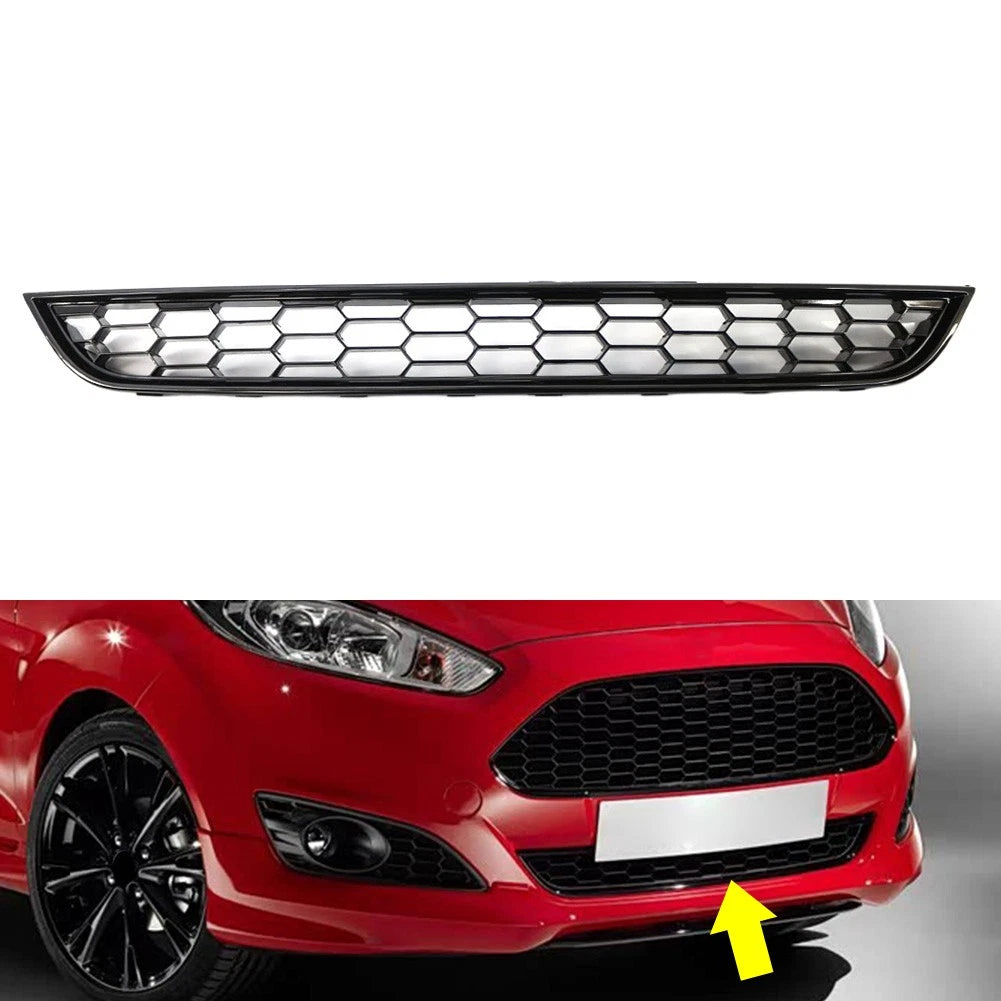 Front Bumper Lower Honeycomb Grille Glossy Black For Ford Fiesta 2013-2017