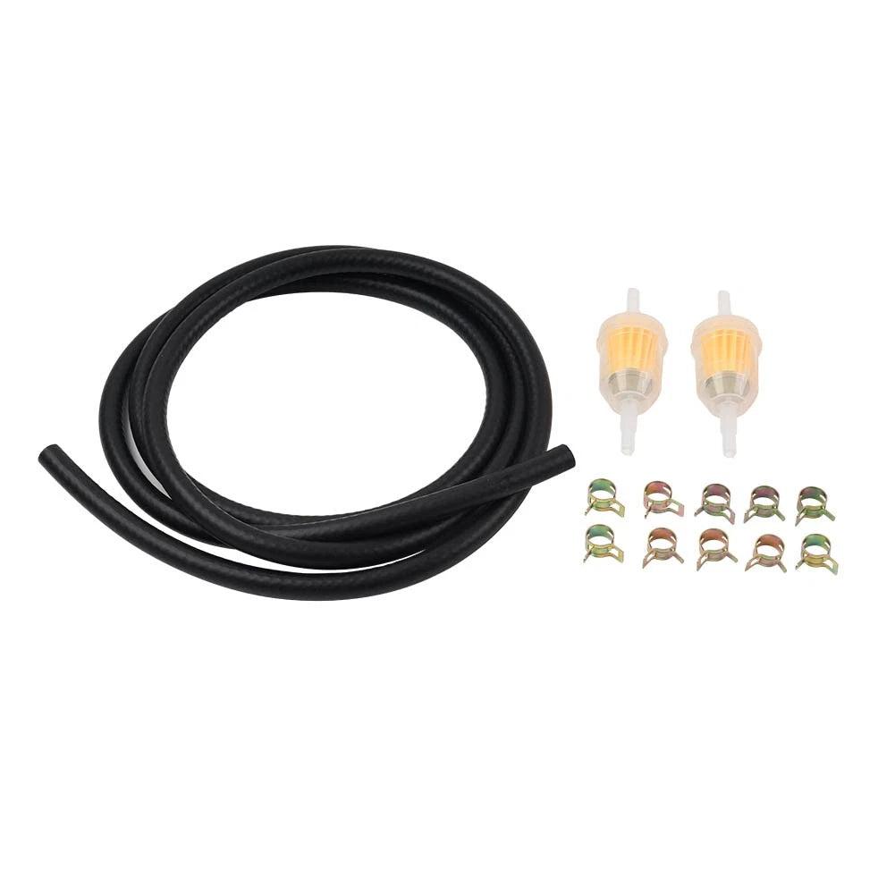 6Feet 1/4" ID Motor Gas Fuel Line Tubing + 10Pcs Hose Clamps with Fuel Filter