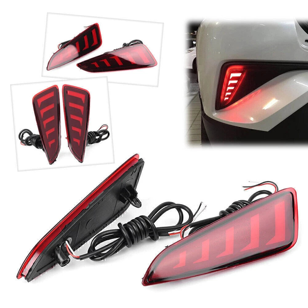 Car LED Rear Bumper Lamps Fog Brake Tail Lights For Toyota CHR 2016-2022 Pair