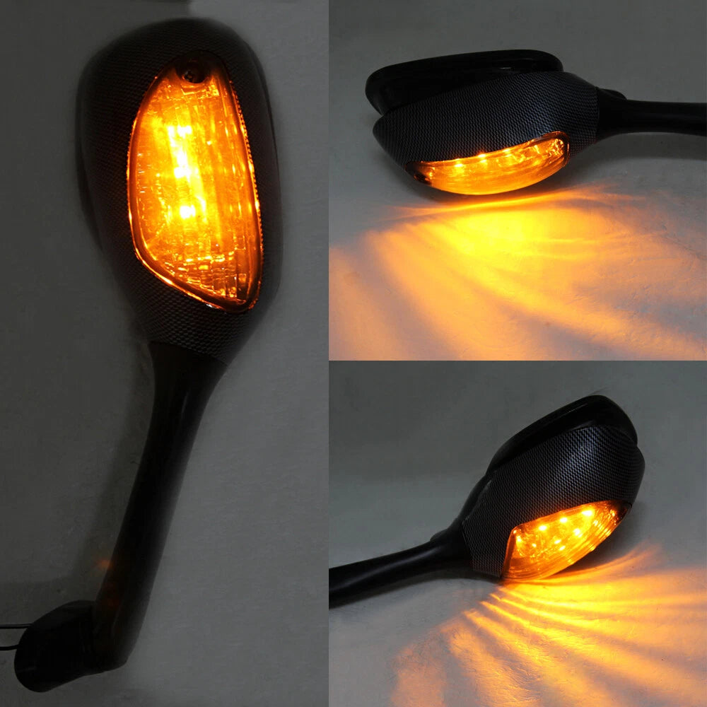 Rearview Mirrors w/ LED Turn Signal For Suzuki GSXR 1000 GSXR600 GSX-R 750 06-15