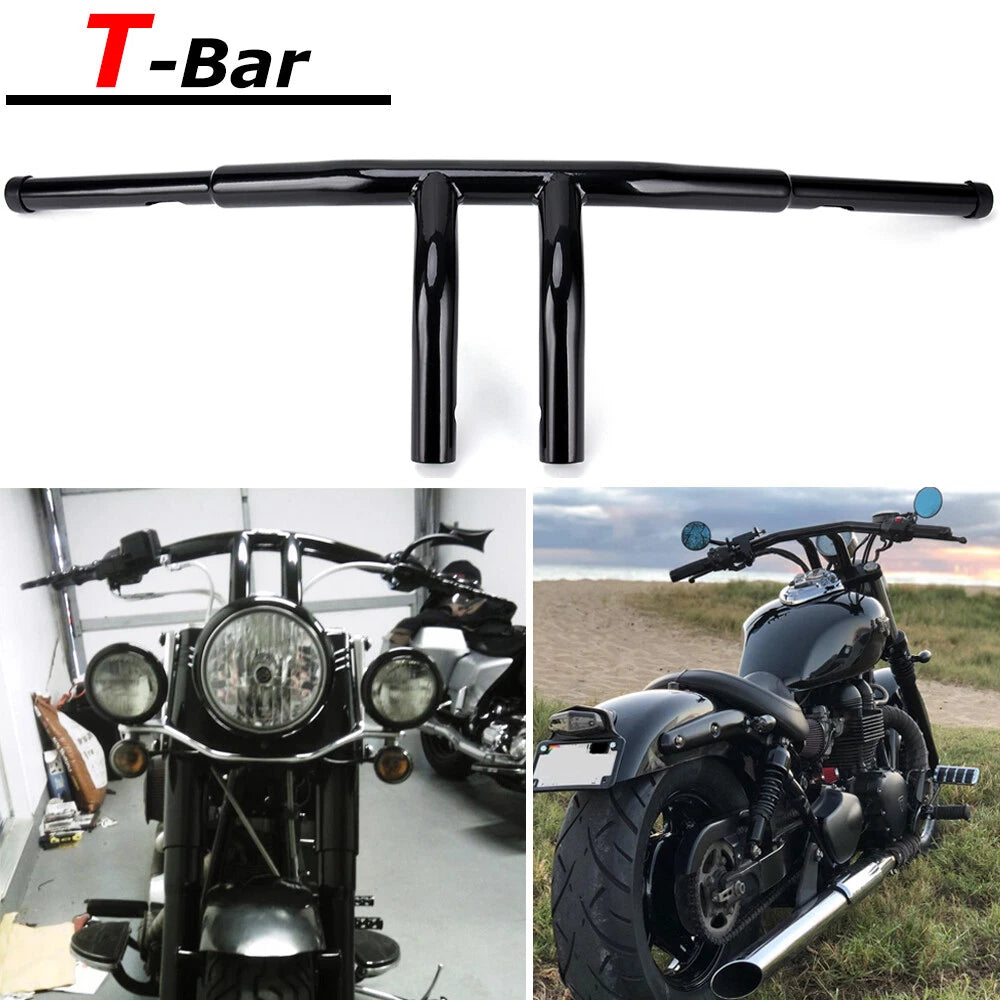 1-1/4" BLACK 8" RISE T-BARS HANDLEBARS DRAG BARS DRAG BAR FOR HARLEY MOTORCYCLE