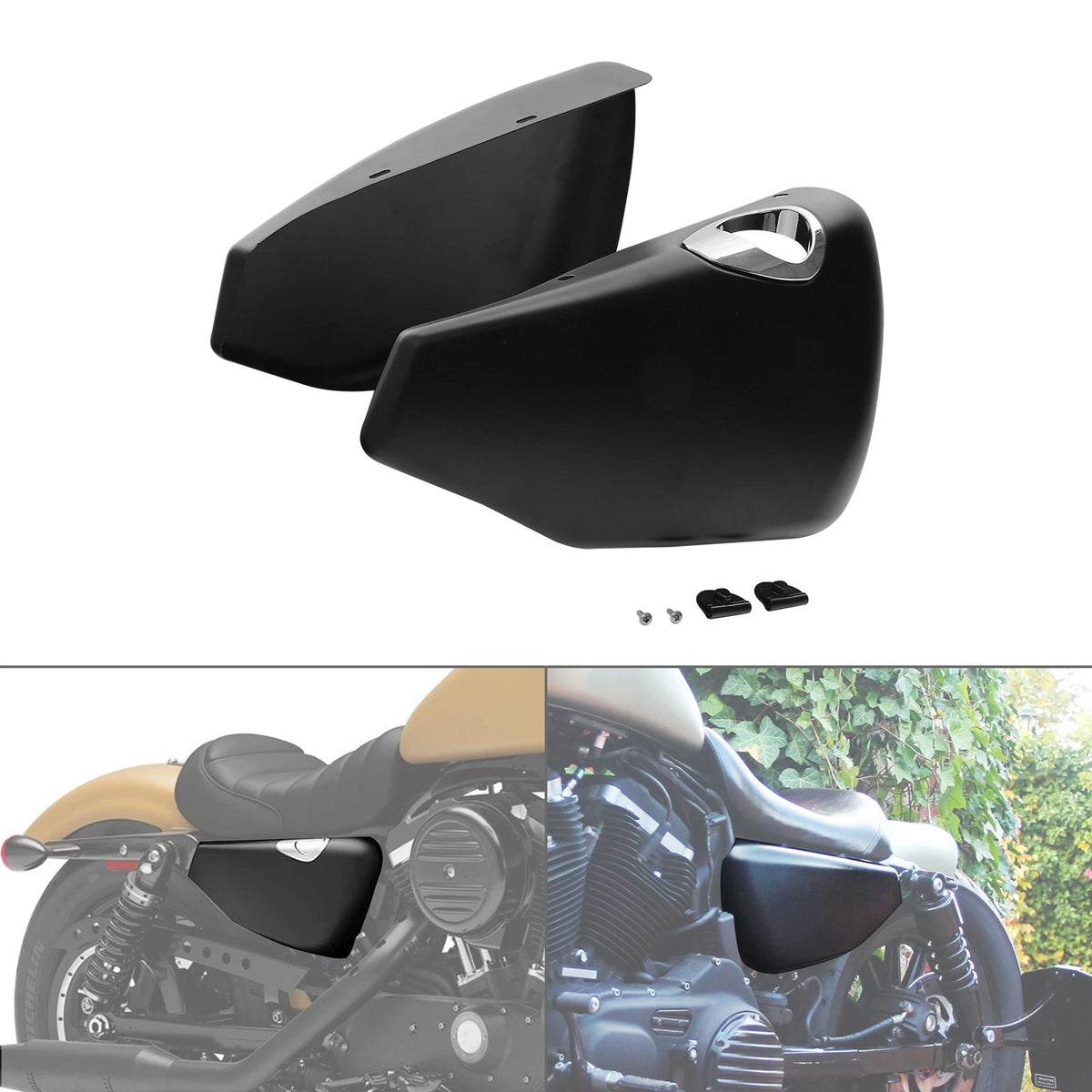 Left Right Battery Side Fairing Covers Fit For Harley Sportster XL883 1200 14-22