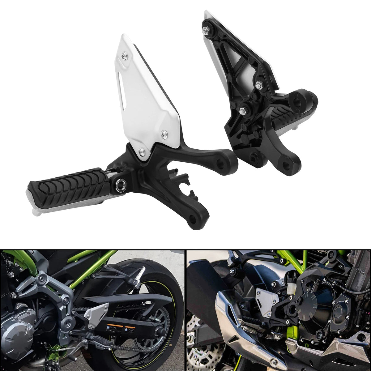Front Driver Foot Pegs Pedals Bracket Fit For Kawasaki Z900 17-24 2018 2019 2020