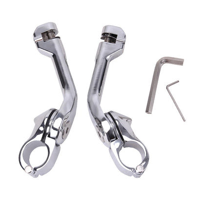 32mm Chrome Highway Long Angled Footpeg Pegs Mount Clamp For Harley Engine Guard