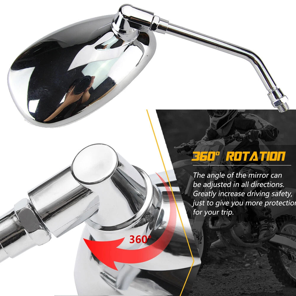 Chrome Long Stem Motorcycle Rear view Side Mirrors For Honda Shadow VT750 VT1100