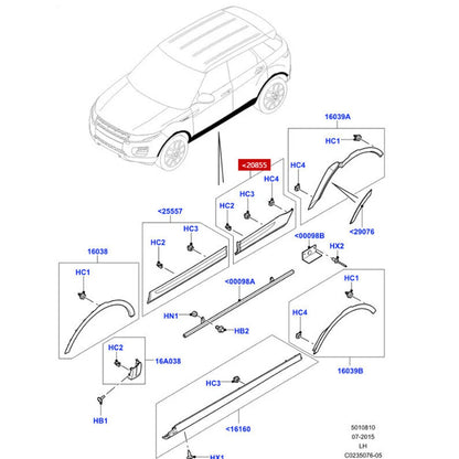 Rear Left Door Exterior Lower Moulding Trim For Land Range Rover Evoque 12-19 14