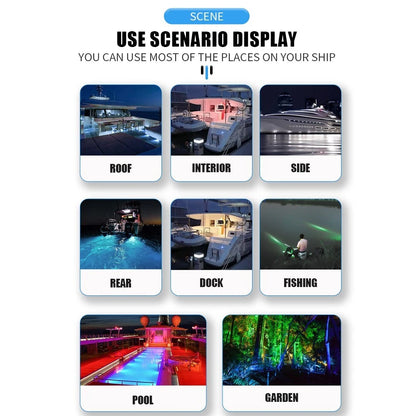 2X 42LED White Marine Boat Transom Lights Stainless Steel Underwater Pontoon 12V