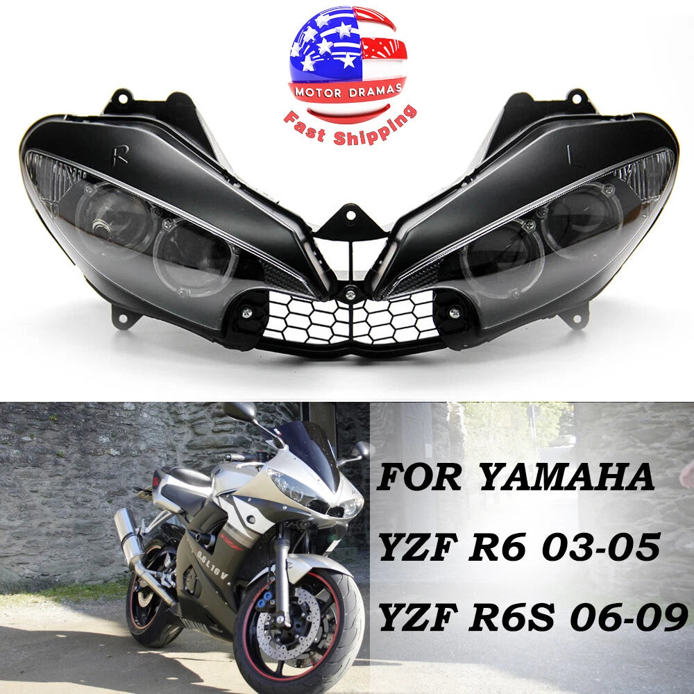 Headlight Front Lamp Light Assembly For Yamaha yzf r6 2003-2005 r6s 2006-2009 US
