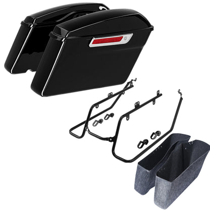 Hard Saddlebags & Conversion Brackets Kit For Harley Dyna Street Bob 08-17 Black