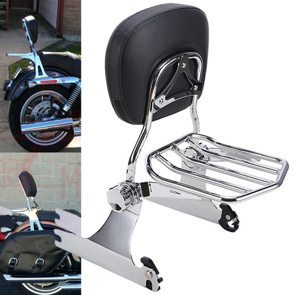 Backrest Sissy Bar Luggage Rack For Harley Dyna Street-Bob Super Glide Low Rider