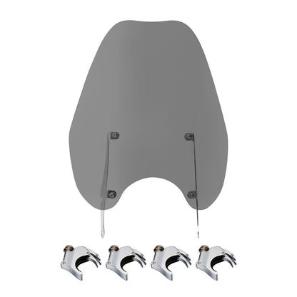 Smoke Windshield Windscreen & 49MM Quick Clamps For Harley FXBB FXBR FXBRS 18-Up
