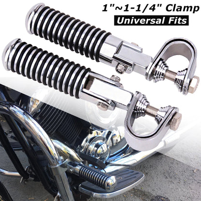 Motorcycle U-clamp Foot Pegs Pedals & 1"~1-1/4" Highway Engine Crash Bar Chrome