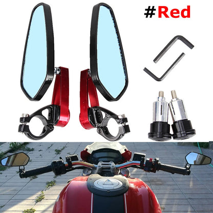 Handle Bar End Mirrors Motorcycle Rear View Wing Mirror For 250 390 690 PAIR Red