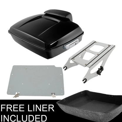 Chopped Trunk Backrest Pad 2 Up Mount Rack Plate Fit For Harley Touring 14-Up US