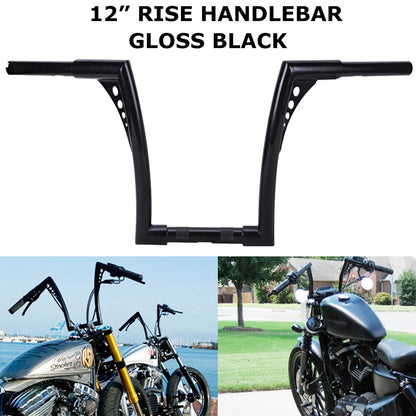 12" Inch Handlebar Rise Ape Hangers For Harley Sportster 883 1200 FLST FXST Dyna