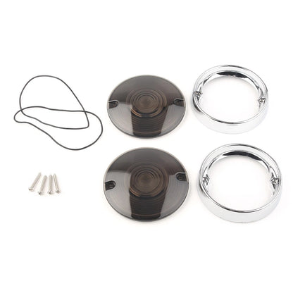 Turn Signal Bezel Gray Len Cover&Trim Rings For Harley Touring Road King 3-1/4"