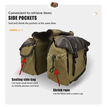 Brown Motorcycle Universal Canvas Travel Saddle Bag Rider Motorbike Panniers