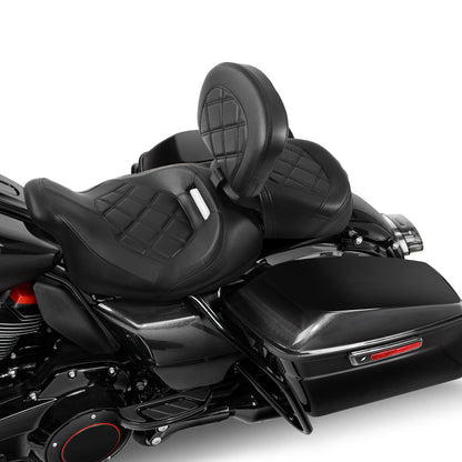 Black Driver Rider Passenger Seat &&Backrest Pad Fit For Harley Road Glide 09-23