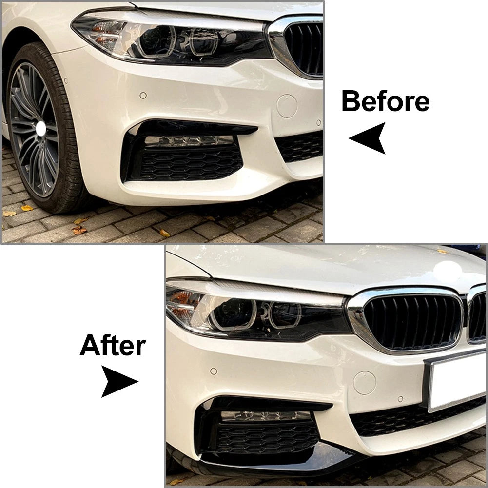 Front Bumper Splitter Lip Canard For BMW 5 Series G30 G31 M Sport 2017-20 Black