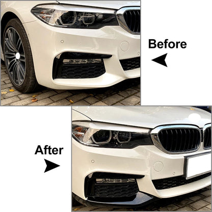 Front Bumper Splitter Lip Canard For BMW 5 Series G30 G31 M Sport 2017-20 Black