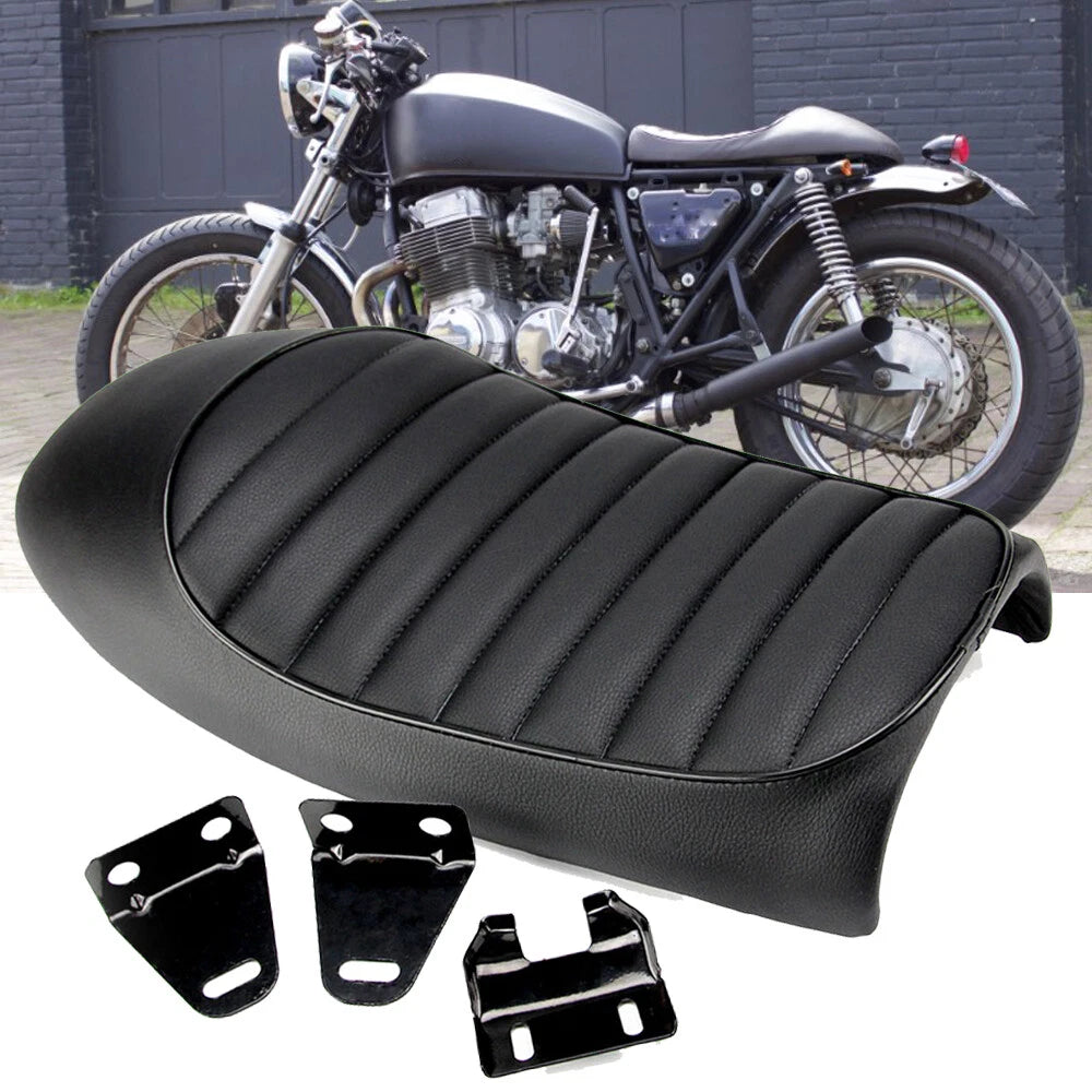 Motorcycle Cafe Racer Seat Flat Brat Hump Saddle Fit For Honda Suzuki Yamaha