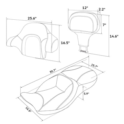 Driver Passenger Seat & Backrest Fit For Harley Touring Road Glide King 14-23 22