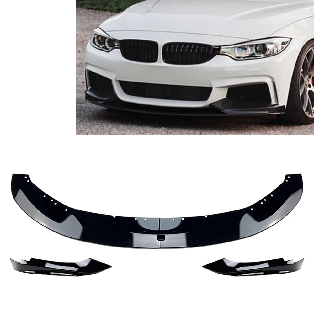 Front Bumper Lip Spoiler + Side Splitter Canards Cover Body Kit For BMW 4 Series