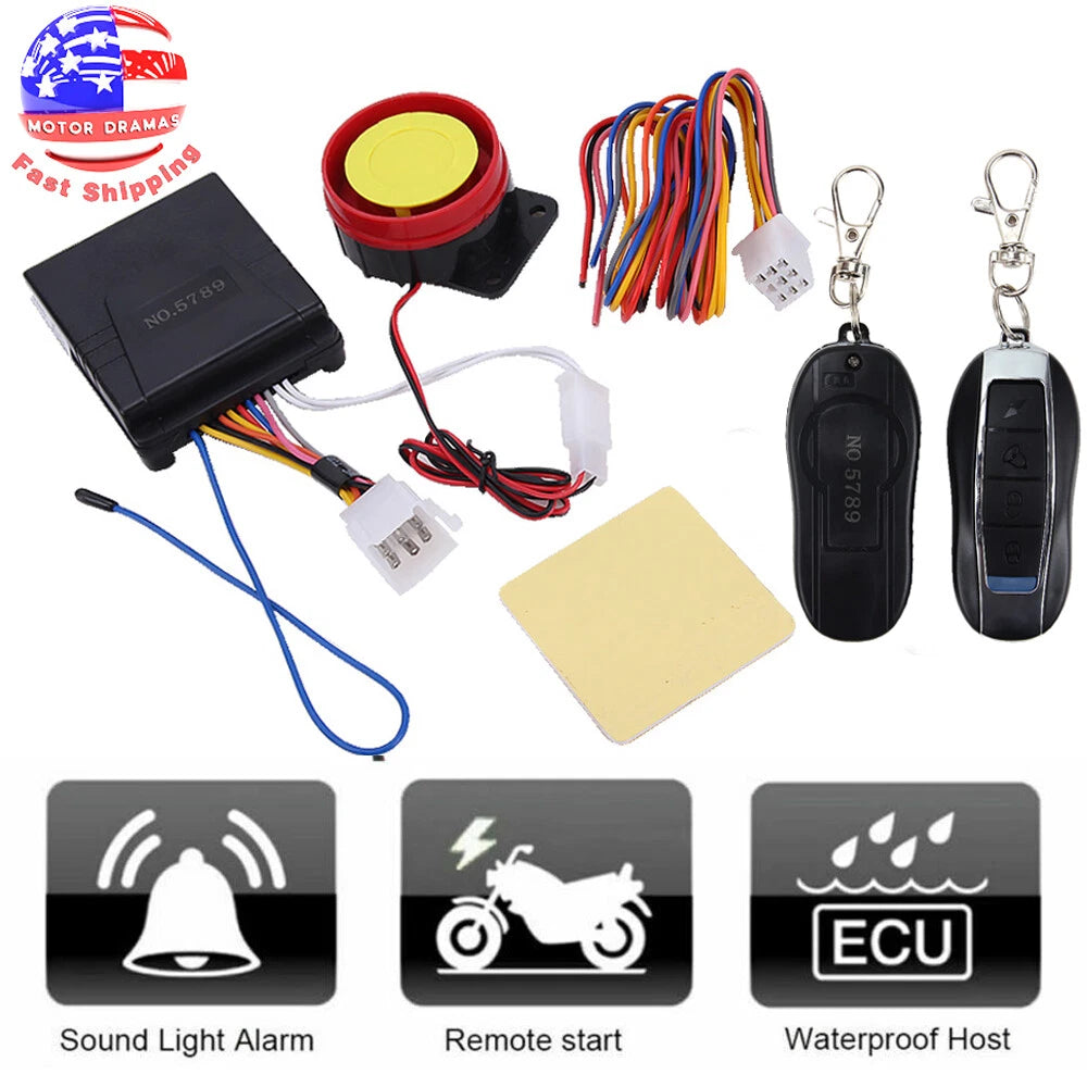 Motorcycle Scooter ATV Security Alarm System Anti-theft Remote Control Start