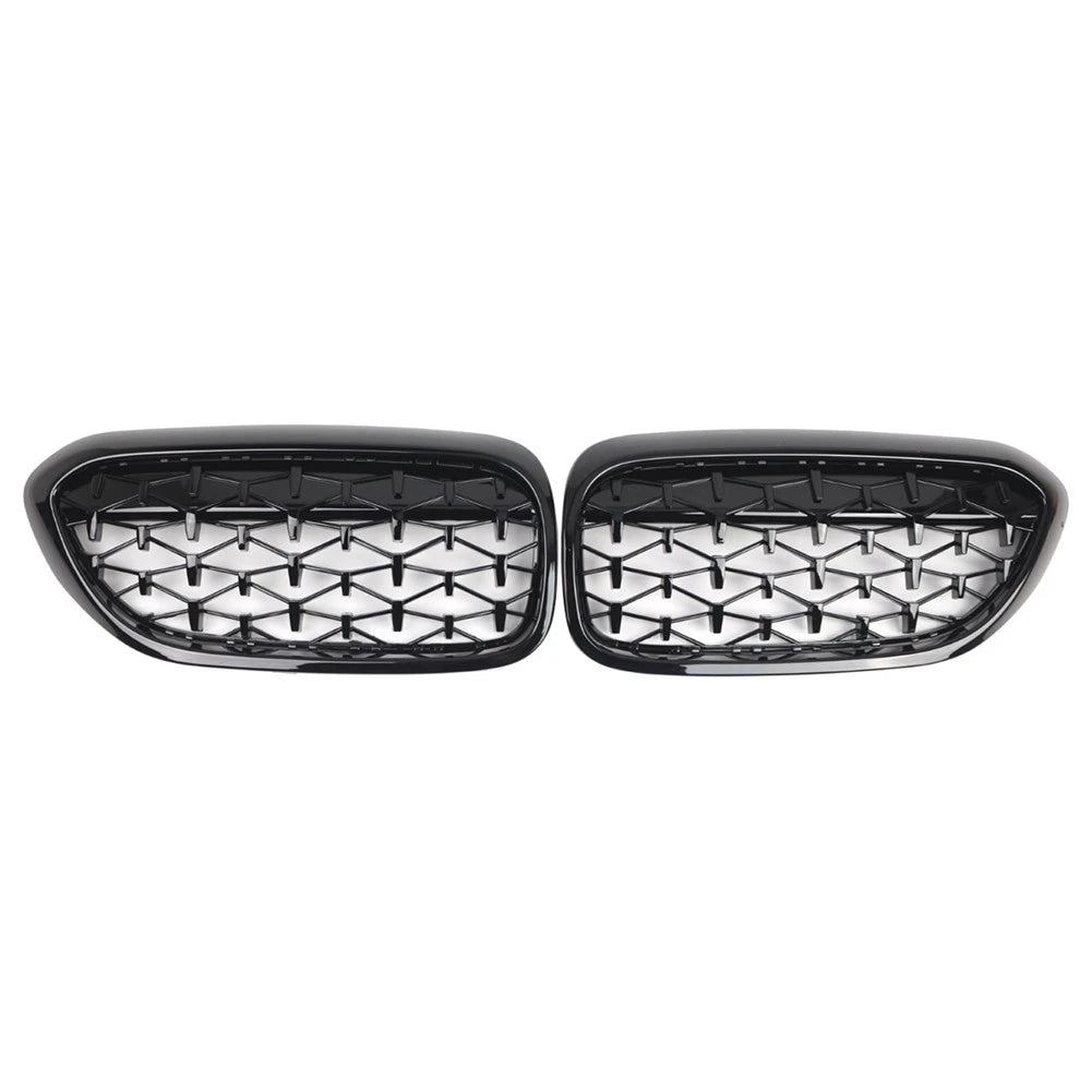 1 Pair Front Kidney Grille Glossy Black For BMW 5 Series G30 G31 2017-2019