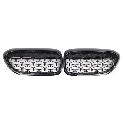 1 Pair Front Kidney Grille Glossy Black For BMW 5 Series G30 G31 2017-2019