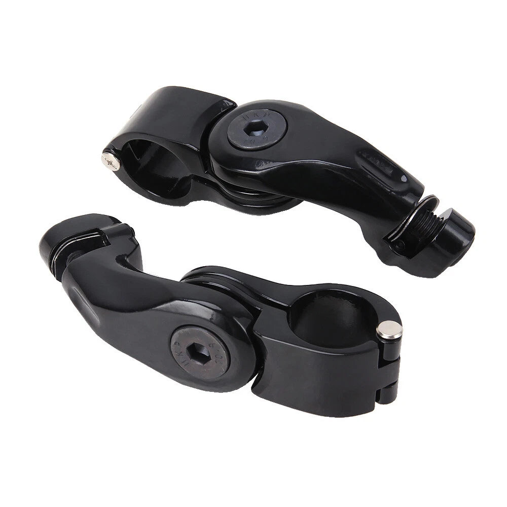 1-1/4" Black Highway Engine Guard Short Angled Foot Pegs Mount Clamp For Harley