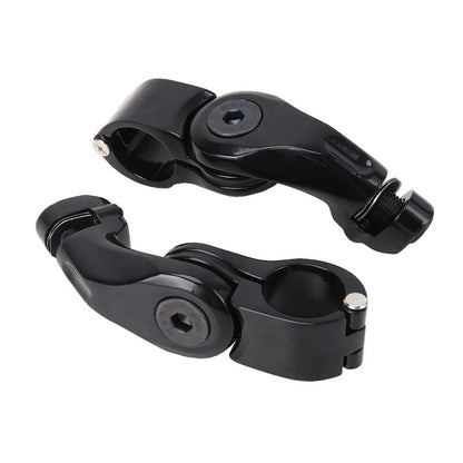 1-1/4" Black Highway Engine Guard Short Angled Foot Pegs Mount Clamp For Harley