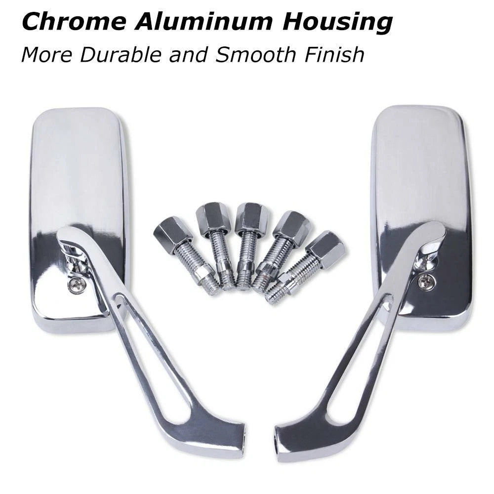 Rectangle Motorcycle Mirrors For Harley Softail Sportster Cruiser Bobber Chopper